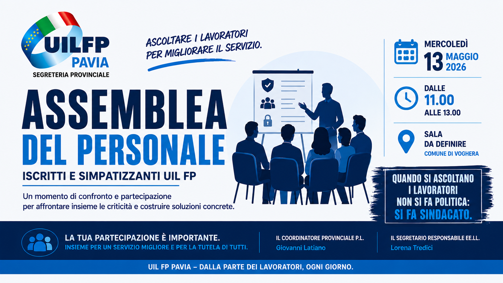 VOGHERA, SICUREZZA E ORGANIZZAZIONE DEL SERVIZIO: UIL FP CONVOCA L’ASSEMBLEA DEL PERSONALE