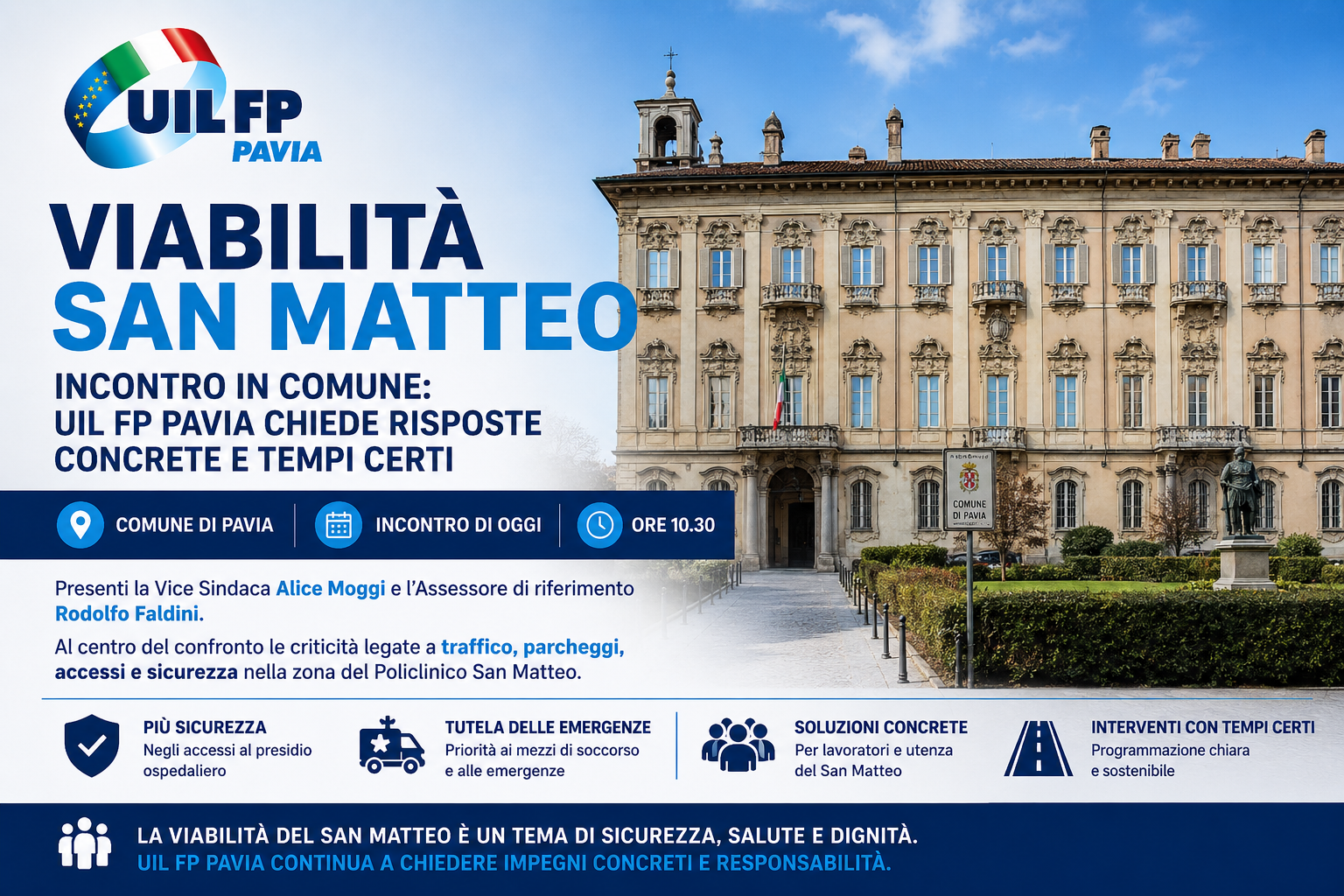 SAN MATTEO, MOBILITÀ E SICUREZZA URBANA: DOPO IL PRESIDIO UIL ARRIVA IL CONFRONTO CON IL COMUNE