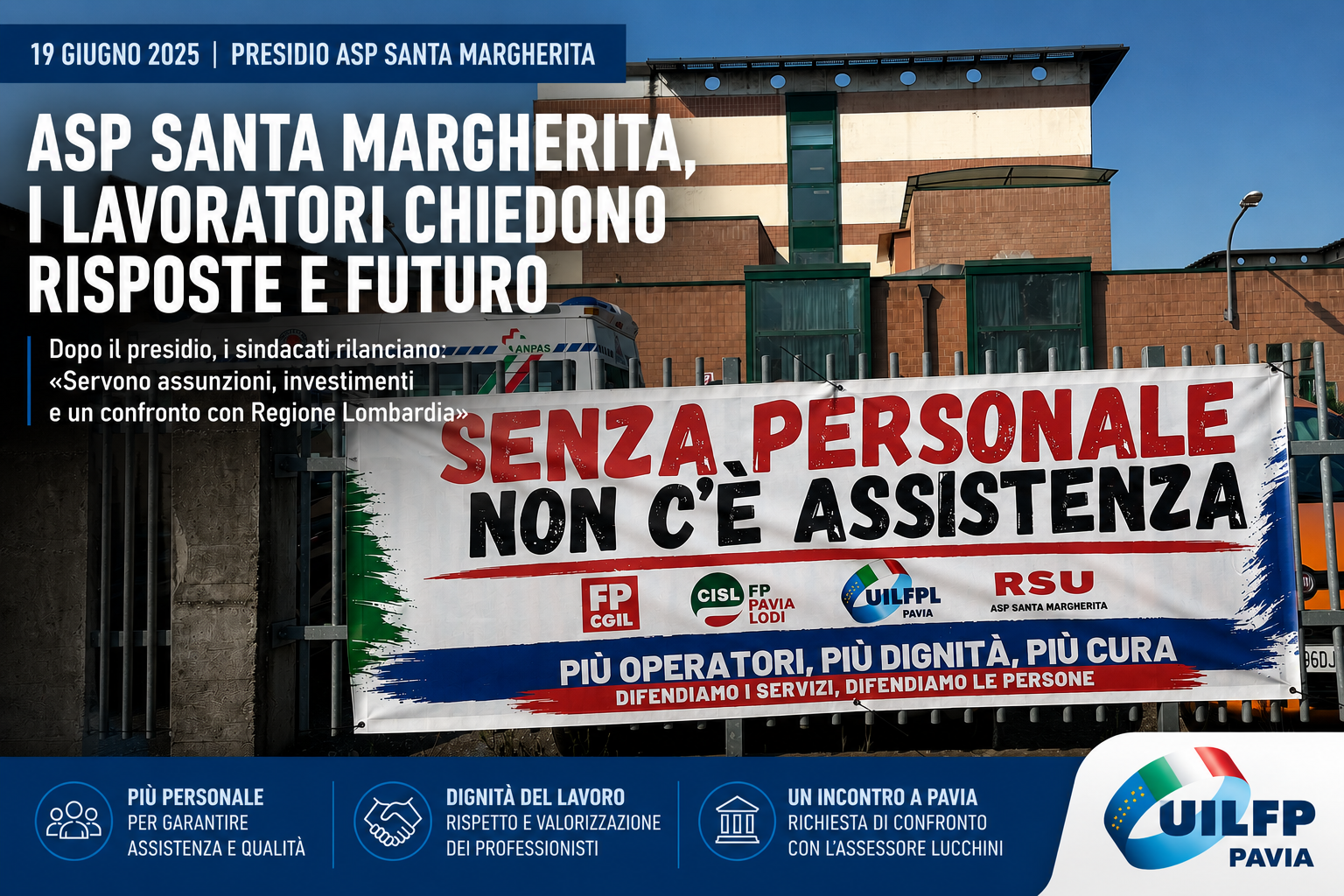 ASP SANTA MARGHERITA, DOPO IL PRESIDIO I SINDACATI RILANCIANO: «SERVONO ASSUNZIONI, INVESTIMENTI E UNA VISIONE PER IL FUTURO»