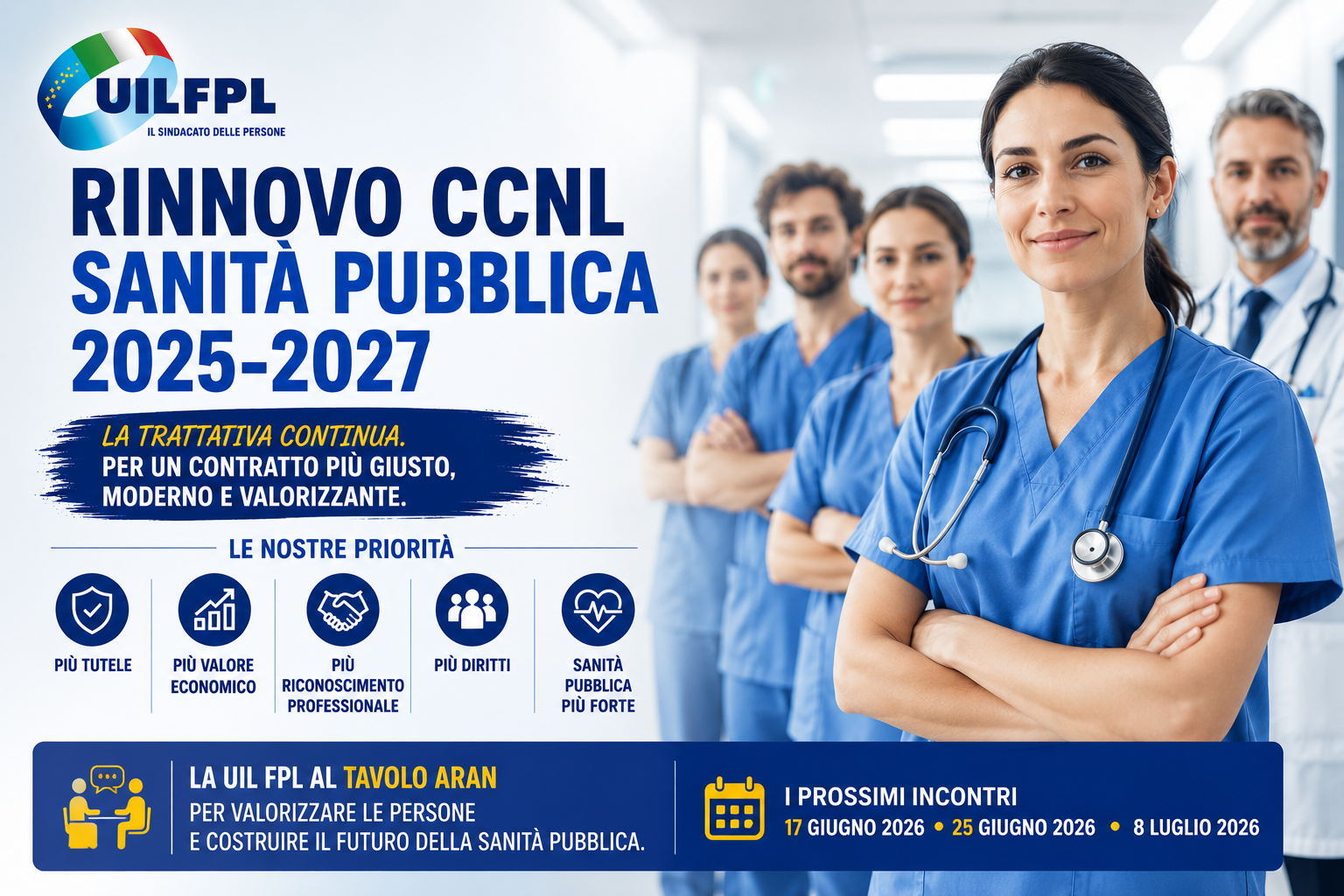 RINNOVO CCNL SANITÀ PUBBLICA 2025-2027: LA UIL FPL RILANCIA SU TUTELE, VALORIZZAZIONE E DIRITTI