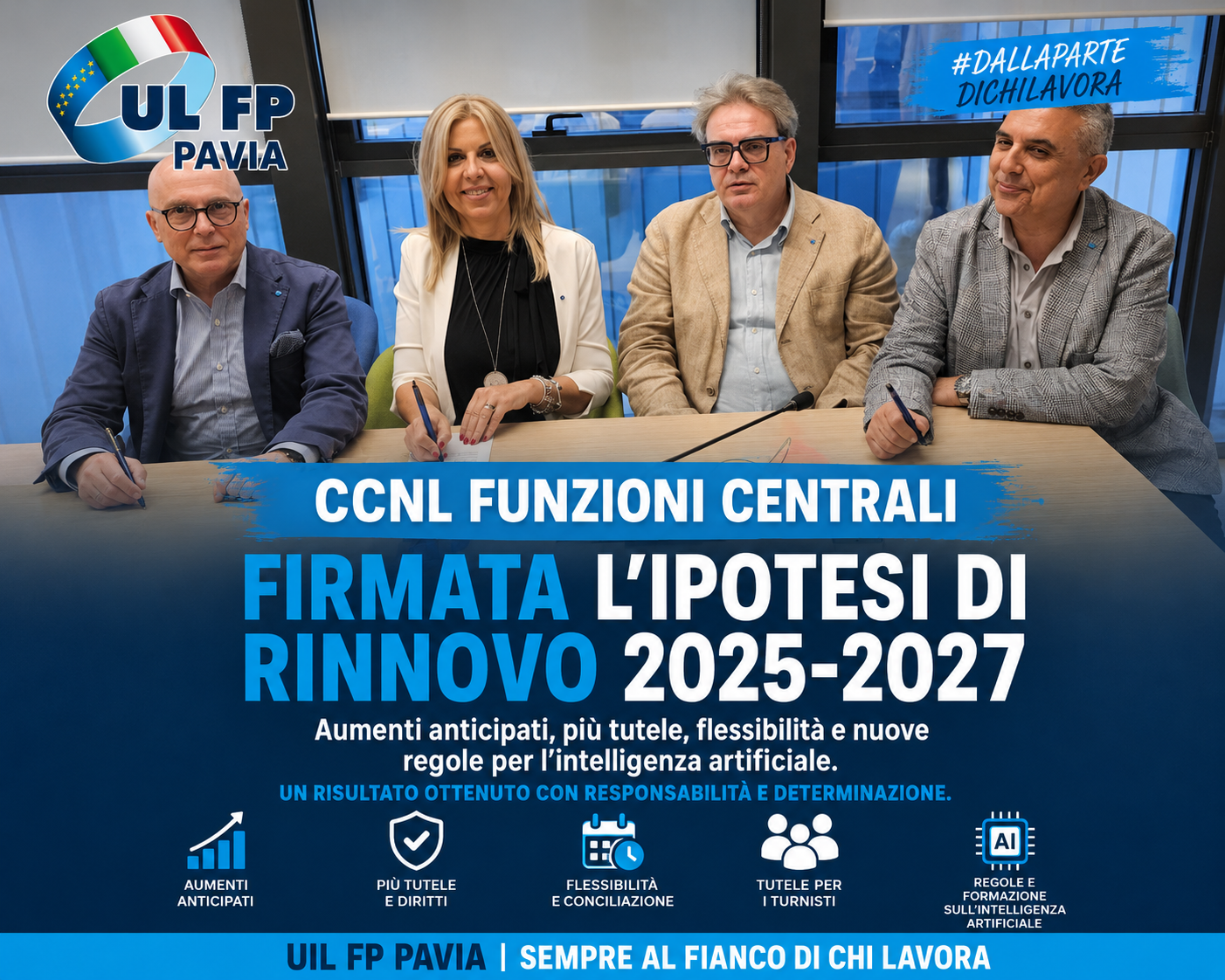 FUNZIONI CENTRALI: FIRMATA L’IPOTESI DI RINNOVO DEL CCNL 2025-2027. PIÙ SALARIO, PIÙ DIRITTI E NUOVE REGOLE SULL’INTELLIGENZA ARTIFICIALE