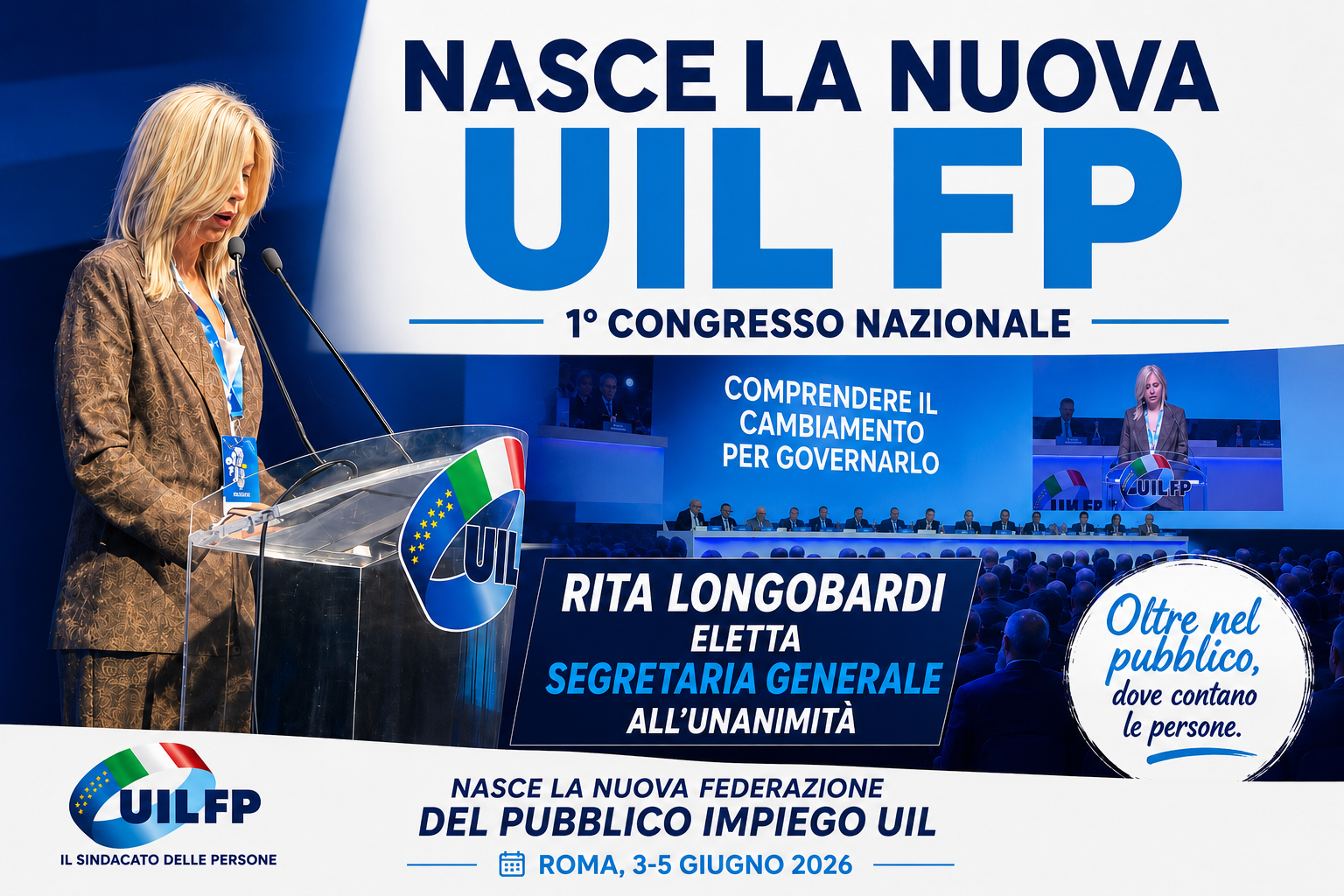 NASCE LA NUOVA UIL FP. RITA LONGOBARDI ELETTA ALL’UNANIMITÀ SEGRETARIA GENERALE